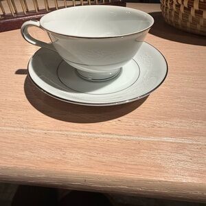 Noritake Whitehall 6115 footed cups and saucers - set of ten each